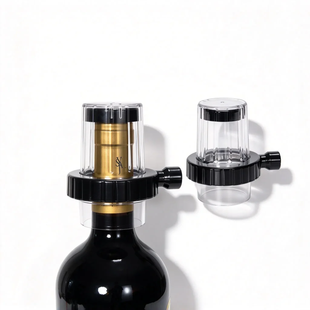 LY-WS097 security cap installed on red wine bottle neck