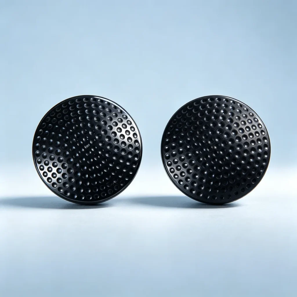 Close-up of Lionyouge WS-C064 golf hard tag, dimple mesh textured shell, 8.2Mhz RF EAS anti-theft tag