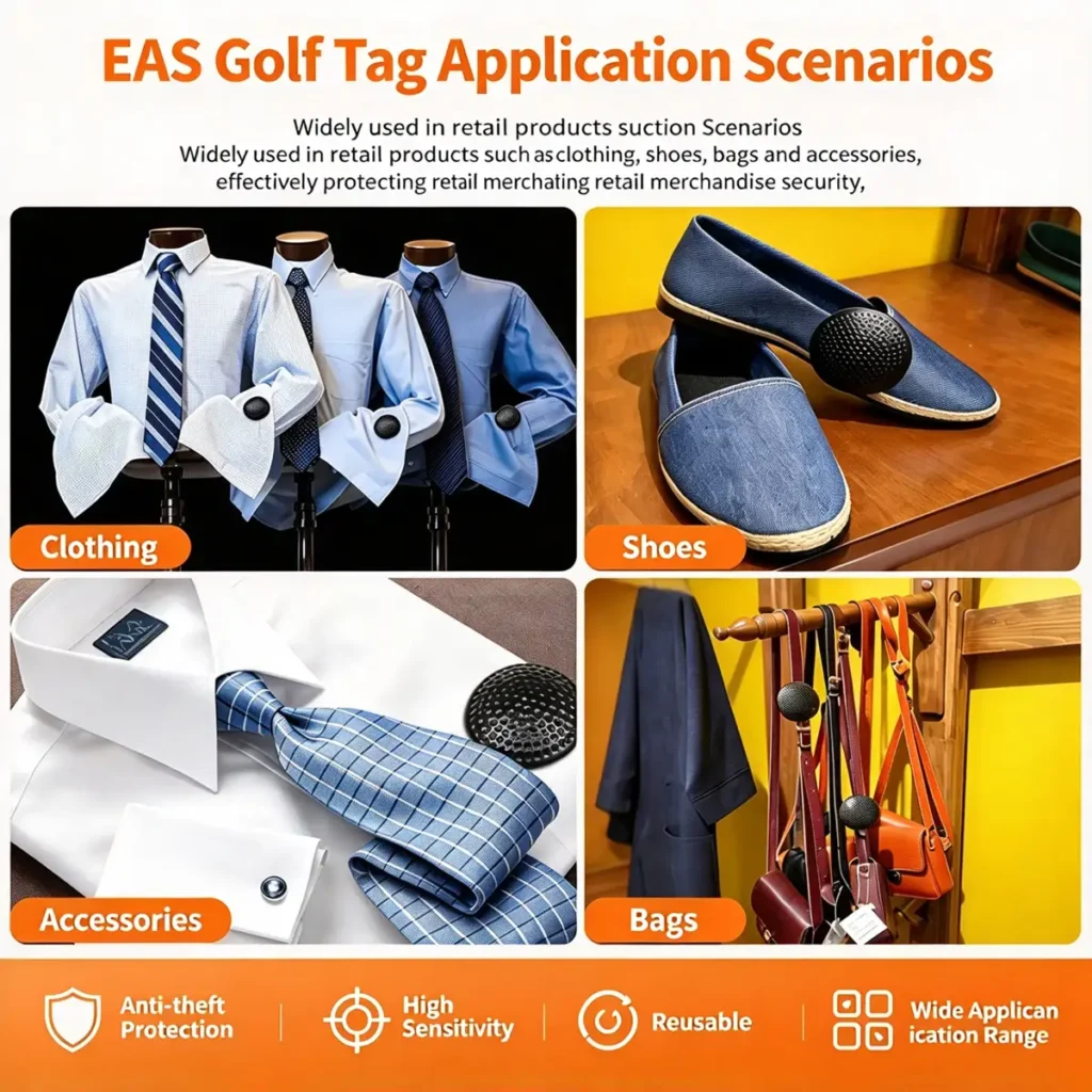 Lionyouge WS-C064 mesh golf security hard tag attached on garments, clothing store anti-theft solution