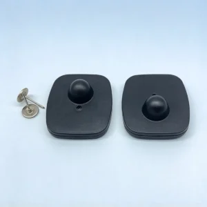 Lionyouge small square black RF hard tag, 42x48mm 8.2MHz compact EAS security tag for clothing retail anti-shoplifting