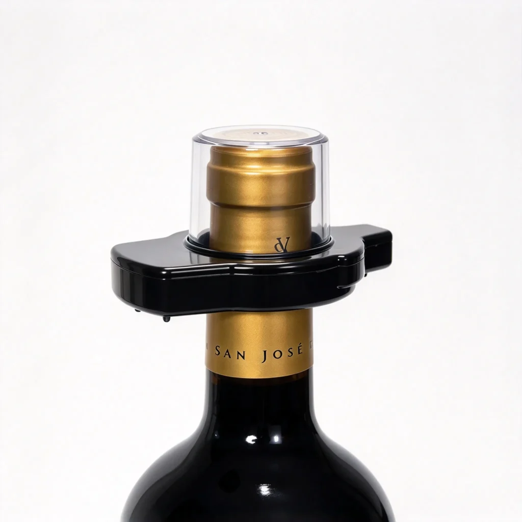 LY-WS-A096 small wine anti-theft cap installed on standard red wine bottle