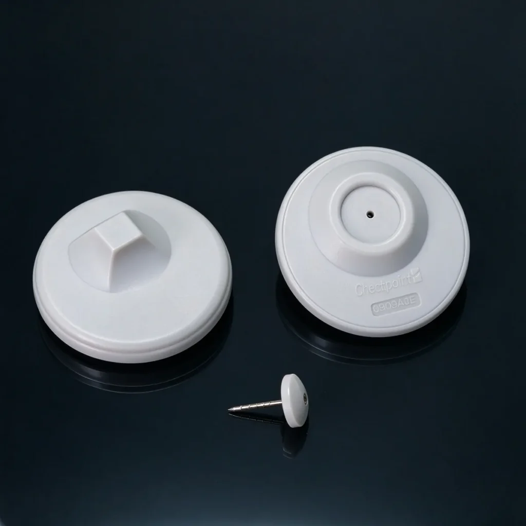 Lionyouge WS-C102 round EAS hard tag with steel pin, 8.2MHz RF security tag for apparel